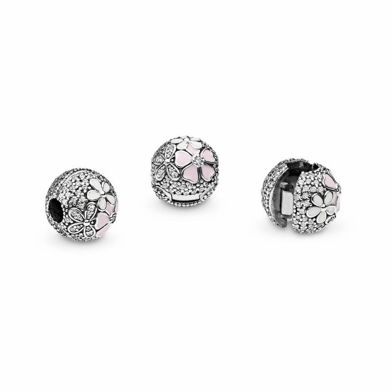 Pandora Poetic Blooms Charm - Sterling Silver/Enamel/Pink/Cubic Zirconia - Canada | WL9842UQ